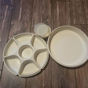 Vintage Tupperware Cream Serving Set